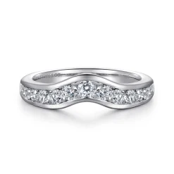 Discount Gabriel & Co. Chartres - Curved 14K White Gold Channel Set Diamond Wedding Band - 0.5 ct