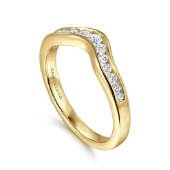 Online Gabriel & Co. Chartres - Curved 14K Yellow Gold Channel Set Diamond Wedding Band - 0.25 ct
