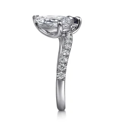 Discount Gabriel & Co. Chessie - 14K White Gold Toi et Moi Pear Shape Sapphire and Diamond Engagement Ring