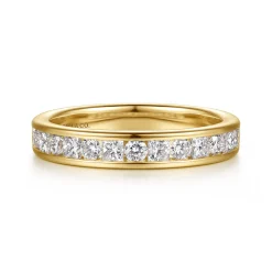 Clearance Gabriel & Co. Chloé - 14K Yellow Gold Channel Setting Princess Cut and Round Diamond Anniversary Band - 0.75 ct