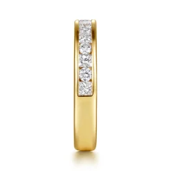 Clearance Gabriel & Co. Chloé - 14K Yellow Gold Channel Setting Princess Cut and Round Diamond Anniversary Band - 0.75 ct