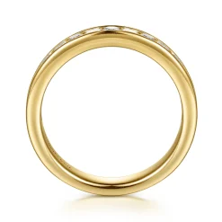 Clearance Gabriel & Co. Chloé - 14K Yellow Gold Channel Setting Princess Cut and Round Diamond Anniversary Band - 0.75 ct
