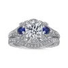 Sale Gabriel & Co. Chrystie - 14K White Gold Round Sapphire and Diamond Engagement Ring