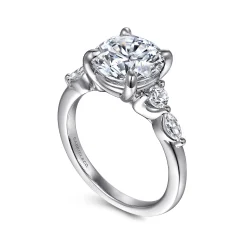 New Gabriel & Co. Cian - 14K White Gold Round Five Stone Diamond Engagement Ring