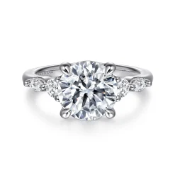 New Gabriel & Co. Cian - 14K White Gold Round Five Stone Diamond Engagement Ring