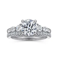 Sale Gabriel & Co. Cian - 14K White Gold Round Five Stone Diamond Engagement Ring