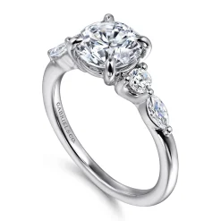 Sale Gabriel & Co. Cian - 14K White Gold Round Five Stone Diamond Engagement Ring