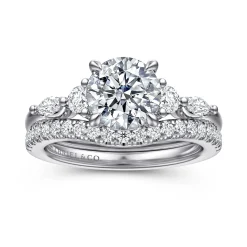 Sale Gabriel & Co. Cian - 14K White Gold Round Five Stone Diamond Engagement Ring