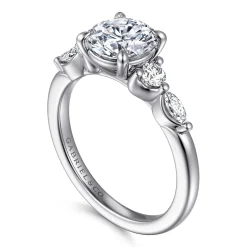 Sale Gabriel & Co. Cian - 14K White Gold Round Five Stone Diamond Engagement Ring