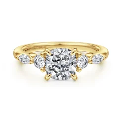 Online Gabriel & Co. Cian - 14K Yellow Gold Cushion Cut Five Stone Diamond Engagement Ring