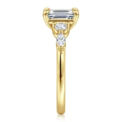 Clearance Gabriel & Co. Cian - 14K Yellow Gold Emerald Cut Five Stone Diamond Engagement Ring