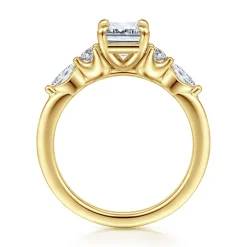 Clearance Gabriel & Co. Cian - 14K Yellow Gold Emerald Cut Five Stone Diamond Engagement Ring