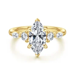 Gabriel & Co. Cian - 14K Yellow Gold Marquise Shape Five Stone Diamond Engagement Ring