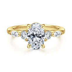 Best Gabriel & Co. Cian - 14K Yellow Gold Oval Five Stone Diamond Engagement Ring