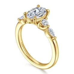 Best Gabriel & Co. Cian - 14K Yellow Gold Oval Five Stone Diamond Engagement Ring