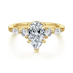 Outlet Gabriel & Co. Cian - 14K Yellow Gold Pear Shape Five Stone Diamond Engagement Ring