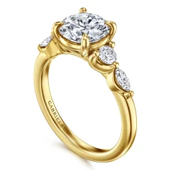 Clearance Gabriel & Co. Cian - 14K Yellow Gold Round Five Stone Diamond Engagement Ring