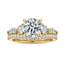 Clearance Gabriel & Co. Cian - 14K Yellow Gold Round Five Stone Diamond Engagement Ring