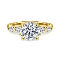 Clearance Gabriel & Co. Cian - 14K Yellow Gold Round Five Stone Diamond Engagement Ring