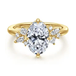 Sale Gabriel & Co. Cicely - 14K Yellow Gold Oval Shape Diamond Engagement Ring