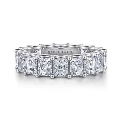 Sale Gabriel & Co. Ciel - 14K White Gold Scallop Setting Radiant Cut Diamond Eternity Band - 5.4 ct