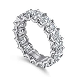 Sale Gabriel & Co. Ciel - 14K White Gold Scallop Setting Radiant Cut Diamond Eternity Band - 5.4 ct