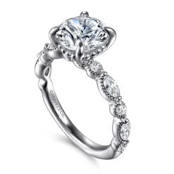 Outlet Gabriel & Co. Cindie - 14K White Gold Round Diamond Engagement Ring