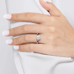 Gabriel & Co. Cindie - 14K White Gold Round Sapphire and Diamond Engagement Ring
