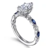 Clearance Gabriel & Co. Cindie - 14K White Gold Round Sapphire and Diamond Engagement Ring