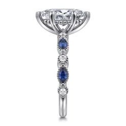 Clearance Gabriel & Co. Cindie - 14K White Gold Round Sapphire and Diamond Engagement Ring