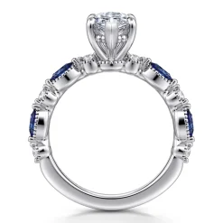 Clearance Gabriel & Co. Cindie - 14K White Gold Round Sapphire and Diamond Engagement Ring