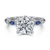 Best Gabriel & Co. Cindie - 14K White Gold Round Sapphire and Diamond Engagement Ring