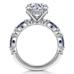 Best Gabriel & Co. Cindie - 14K White Gold Round Sapphire and Diamond Engagement Ring