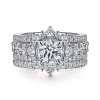 New Gabriel & Co. Clarence - 14K White Gold Fancy Halo Round Diamond Engagement Ring