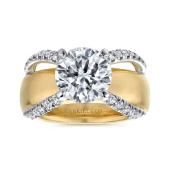 Hot Gabriel & Co. Clark - 14K White-Yellow Gold Round Diamond Engagement Ring