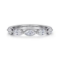 Hot Gabriel & Co. Claudette - 14K White Gold Bezel Set Marquise Diamond Anniversary Band - 0.7 ct