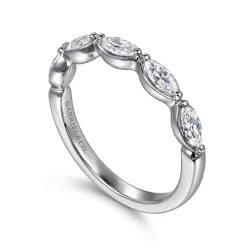 Hot Gabriel & Co. Claudette - 14K White Gold Bezel Set Marquise Diamond Anniversary Band - 0.7 ct