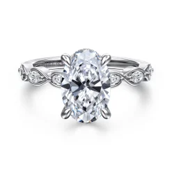 New Gabriel & Co. Claudia - 14K White Gold Oval Diamond Engagement Ring