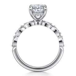 New Gabriel & Co. Claudia - 14K White Gold Oval Diamond Engagement Ring