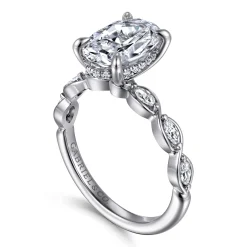 New Gabriel & Co. Claudia - 14K White Gold Oval Diamond Engagement Ring