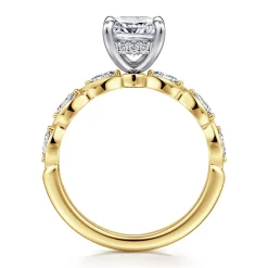 Sale Gabriel & Co. Claudia - 14K White-Yellow Gold Cushion Cut Diamond Engagement Ring