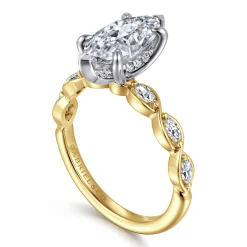 Clearance Gabriel & Co. Claudia - 14K White-Yellow Gold Marquise Shape Diamond Engagement Ring