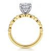 New Gabriel & Co. Claudia - 14K White-Yellow Gold Oval Diamond Engagement Ring