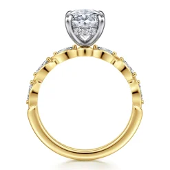 New Gabriel & Co. Claudia - 14K White-Yellow Gold Oval Diamond Engagement Ring