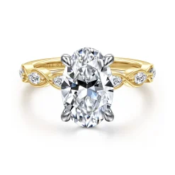 Outlet Gabriel & Co. Claudia - 14K White-Yellow Gold Oval Diamond Engagement Ring