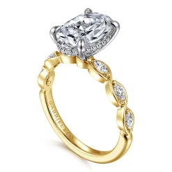 Outlet Gabriel & Co. Claudia - 14K White-Yellow Gold Oval Diamond Engagement Ring