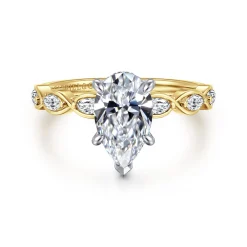 Clearance Gabriel & Co. Claudia - 14K White-Yellow Gold Pear Shape Diamond Engagement Ring