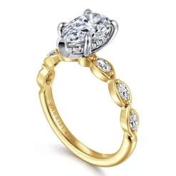 Clearance Gabriel & Co. Claudia - 14K White-Yellow Gold Pear Shape Diamond Engagement Ring