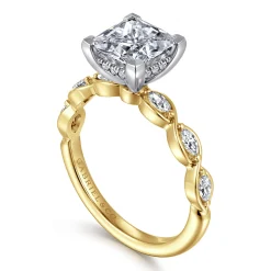 Online Gabriel & Co. Claudia - 14K White-Yellow Gold Princess Cut Diamond Engagement Ring