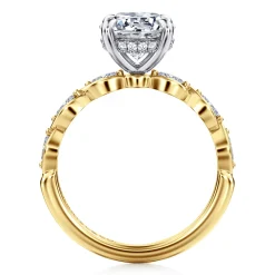Clearance Gabriel & Co. Claudia - 14K White-Yellow Gold Round Diamond Engagement Ring